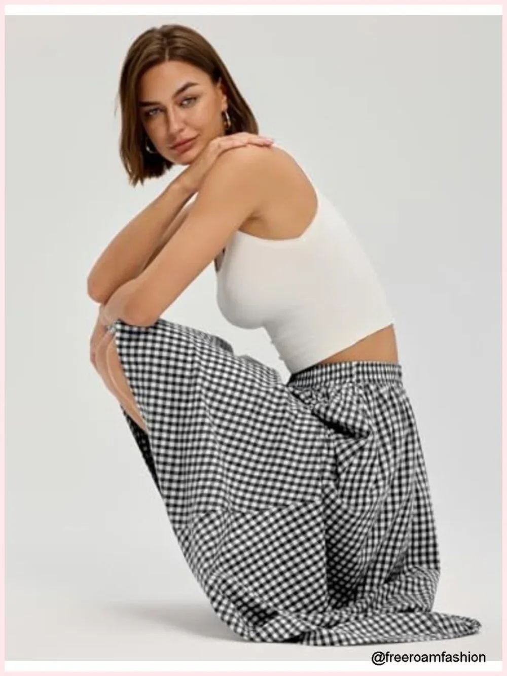 Cotton Midi Skirt A-Line Flowy Maxi with Pockets